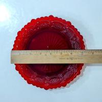 Vintage Avon 1876 Cape Cod Ruby Red Glass Salad Appetizer Dessert Plates, Set of Four