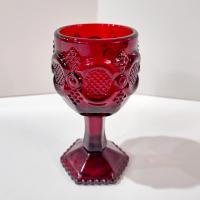 Vintage Avon 1876 Cape Cod Ruby Red Small Wine Glasses, Set of 6, Aperitif Cordial Sherry Port Wine Glasses, Holiday Christmas Glassware