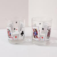 Vintage Luminarc Card Party Double Old Fashioned Whiskey Lowball Glasses, Set of Two, Playing Cards Poker Barware