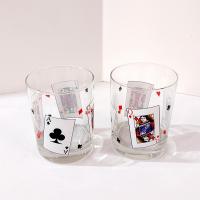 Vintage Luminarc Card Party Double Old Fashioned Whiskey Lowball Glasses, Set of Two, Playing Cards Poker Barware