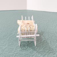 Vintage Victorian Lace Doll House Baby Carriage, Miniature Baby with White Metal Stroller Christmas Tree Ornament