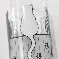 Vintage Black and White Cats on a Fence Highball Drinking Glasses, Set of 2, MCM Barware