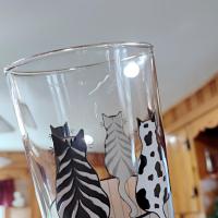 Vintage Black and White Cats on a Fence Highball Drinking Glasses, Set of 2, MCM Barware