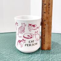 Vintage Cat Person Pink and White Oversized Coffee Tea Mug, Mother's Day Cat Lover Gift