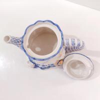 Vintage 1997 Avon Blue Rose Collection Kitty Cat Teapot, Cat Lover Gift