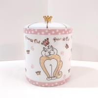 Princess Cat Ceramic Canister Container, Kitty Cat Treat Holder Jar with Lid