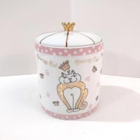Princess Cat Ceramic Canister Container, Kitty Cat Treat Holder Jar with Lid
