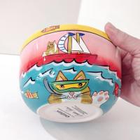 Vintage Candace Reiter Catzilla Fishing Swimming Snorkeling Cats Ceramic Bowl, Whimsical Cat All Purpose Bowl