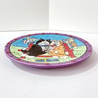 Vintage Candace Reiter Catzilla Cupid Cat Couple on a Park Bench Ceramic Plate, Whimsical Cat 8 Inch Plate