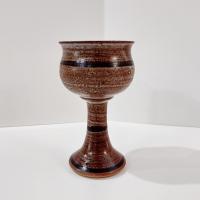 Vintage Hand Crafted Ceramic Wine Goblet Chalice, Stoneware Pottery Barware