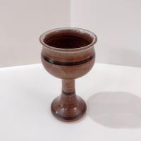 Vintage Hand Crafted Ceramic Wine Goblet Chalice, Stoneware Pottery Barware