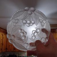 Vintage Mikasa Bountiful Frosted Glass Salad Soup Bowls, Set of Four, Raised Cherries Fruit Design