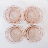 Vintage Jeanette Glass Cherry Blossom Pink Dessert Fruit Bowls, Set of 4, Pink Depression Glass Bowls