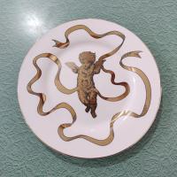 Vintage Gold Gilted Cherub Angel Appetizer Dessert Plates, Set of 3, Gold Metallic Holiday Plates