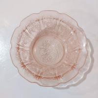 Vintage Jeanette Glass Cherry Blossom Pink Dessert Fruit Bowls, Set of 4, Pink Depression Glass Bowls