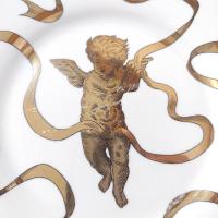 Vintage Gold Gilted Cherub Angel Appetizer Dessert Plates, Set of 3, Gold Metallic Holiday Plates
