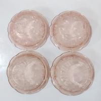 Vintage Jeanette Glass Cherry Blossom Pink Dessert Fruit Bowls, Set of 4, Pink Depression Glass Bowls