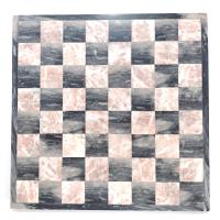 Vintage Pink and Gray Black Onyx Marble 13 3/4 Inch Chess Checkers Board, Mexican Marble Chess Board