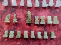Vintage Hand Carved Stone Chess Pieces, Set of 31, Mayan Aztec Carved Stone Chess Set Figures
