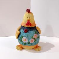 Vintage Jim Shore Chicken Figurine with Ladybug and Flowers
