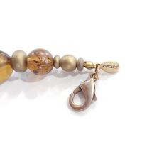 Vintage Brown and Amber Beaded, Gold Tone Rings and Bangles Chico's Statement Necklace, Adjustable 16" to 20"