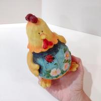 Vintage Jim Shore Chicken Figurine with Ladybug and Flowers
