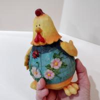 Vintage Jim Shore Chicken Figurine with Ladybug and Flowers