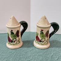 Vintage Homestead Provincial Metlox-Poppytrail-Vernon Ceramic Salt and Pepper Shakers Set, Country Farmhouse Chicken Hen Rooster Shaker Set