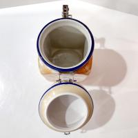 Vintage Tuscan Style Painted Ceramic Clamp Lid Jar, Airtight Cannister Storage Container