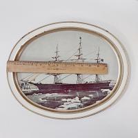 Vintage Currier and Ives Clipper Ship Red Jacket Oval Metal Serving Tray, Sunshine Biscuits Collectible Tray