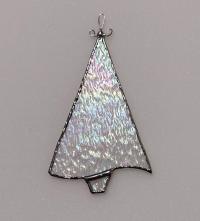 Stained Glass Christmas Tree Suncatcher / Ornament, Clear Iridescent Glass