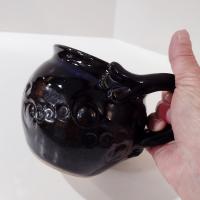 Vintage Artisan Hand Crafted Ceramic Mug, Left Handed Oversized Coffee Tea Mug, Blue and Brown Small Planter Pot