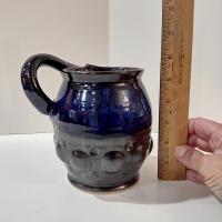 Vintage Artisan Hand Crafted Ceramic Beer Mug, Left Handed Oversized Coffee Tea Mug, Blue and Brown Small Planter Pot