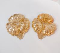 Vintage Jeanette Glass Marigold Doric Iridescent Clover Candy Nut Dishes, Set of Two, Vintage Carnival Glass