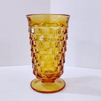 Vintage Colony Whitehall Amber Footed Iced Tea Glass, Indiana Glass MCM Glassware