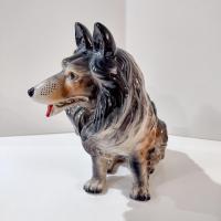Vintage Ceramic Rough Collie Lassie Dog Planter Pot, 1950's Animal Planter