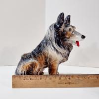 Vintage Ceramic Rough Collie Lassie Dog Planter Pot, 1950's Animal Planter