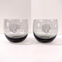 Vintage Baltimore Colts NFL Team Smoky Gray Lowball Whiskey Glasses, Set of Two