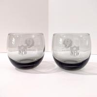 Vintage Baltimore Colts NFL Team Smoky Gray Lowball Whiskey Glasses, Set of Two