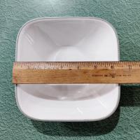 Corelle Blushing Rose Adlyn Square Cereal Salad Bowls, Set of Three, White Bowls with Gray Rims