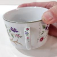 Vintage Mikasa Couture Collection Flat Tea Cups, Set of Three, Pink Blue Purple Floral Mugs