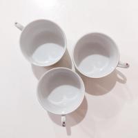 Vintage Mikasa Couture Collection Flat Tea Cups, Set of Three, Pink Blue Purple Floral Mugs