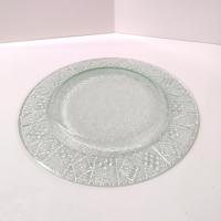Vintage Green Glass Geometric Design Dinner Plates, Set of Two, Multiple Sets Available
