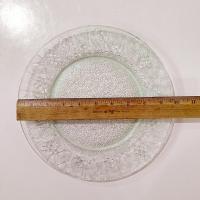 Vintage Green Glass Geometric Design Dinner Plates, Set of Two, Multiple Sets Available