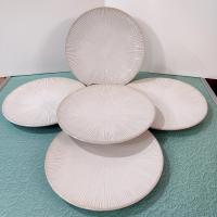Vintage Colin Cowie Lotus Leaf Ceramic 9 Inch Salad Plates, Set of 5, 1970's J.C. Penney Dinnerware