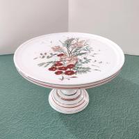 Antique Milk Glass 9 Inch Pedestal Cake Plate, Challinor Taylor Floral Design Cake Stand, Pastry Dessert Display Plate