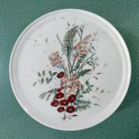Antique Milk Glass 9 Inch Pedestal Cake Plate, Challinor Taylor Floral Design Cake Stand, Pastry Dessert Display Plate