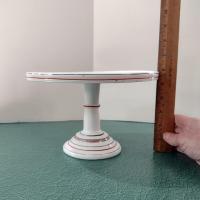 Antique Milk Glass 9 Inch Pedestal Cake Plate, Challinor Taylor Floral Design Cake Stand, Pastry Dessert Display Plate