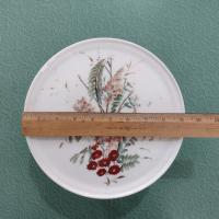 Antique Milk Glass 9 Inch Pedestal Cake Plate, Challinor Taylor Floral Design Cake Stand, Pastry Dessert Display Plate