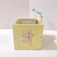 Vintage Clown and Building Block Ceramic Planter, Child's Room Decor Caddy / Holder